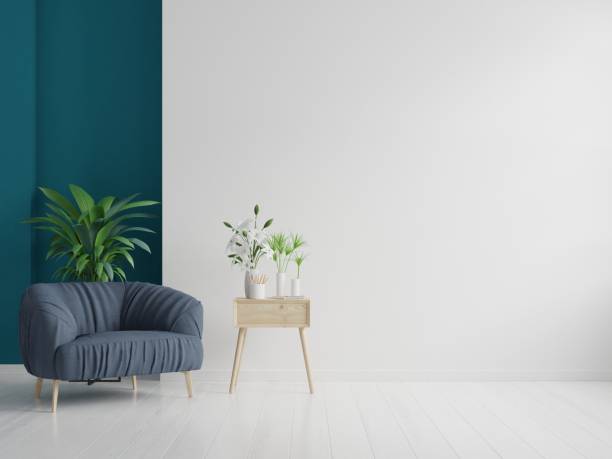 istock The interior has a armchair on empty white wall background. 1227458100