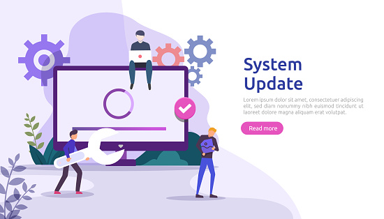 System Operations Update Operation System Update Progress Concept Data Synchronize Process And ...