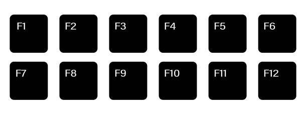 illustrations, cliparts, dessins animés et icônes de ensemble de touches de clavier auxiliaires de f1 à f12. vecteur isolé sur le blanc - f1 icons