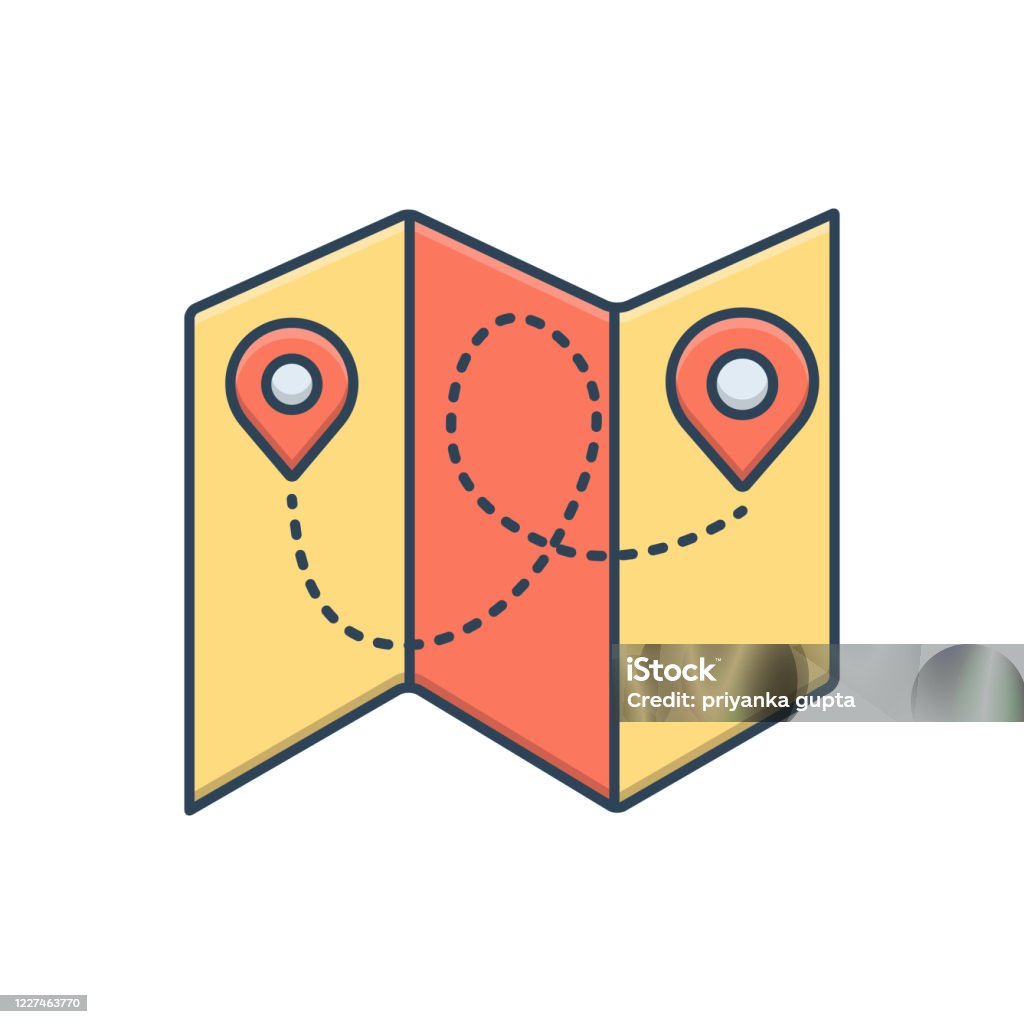 Folded Map Stock Illustration - Download Image Now - Folded, Map ...