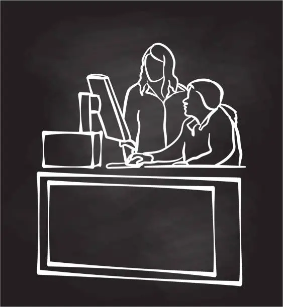 Vector illustration of Job Training Computer Chalkboard