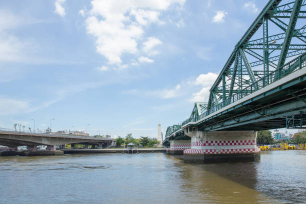 istock Buddhist bridge in Bangkok cross Chao phraya river. 1227475154