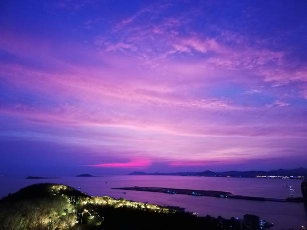 istock Purple sunset above sea 1227475292