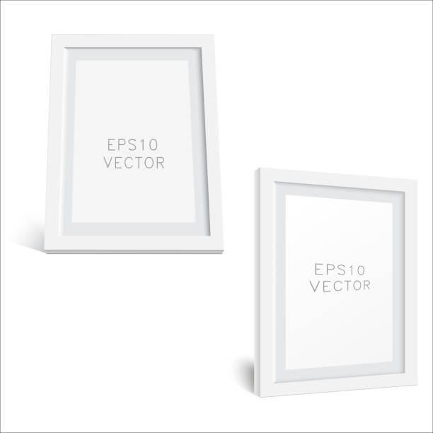 istock Realistic white wooden photo frame with soft shadow. White Square Photo Frame Mockup, Vector 1227478354
