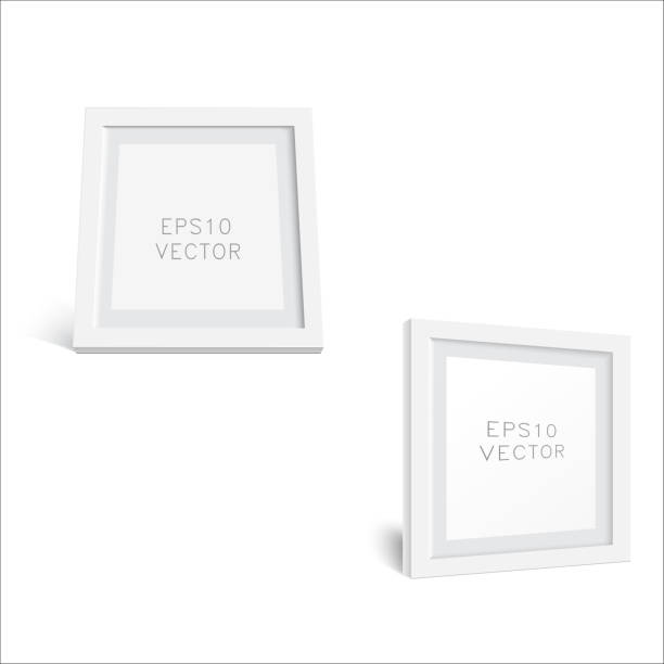 istock Realistic white wooden photo frame with soft shadow. White Square Photo Frame Mockup, Vector 1227478388