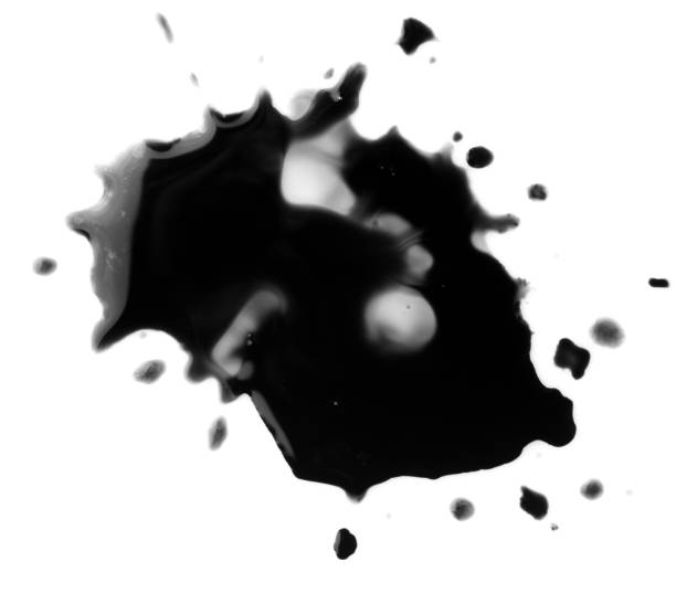 istock Black ink stain spot isolated on white background 1227479998