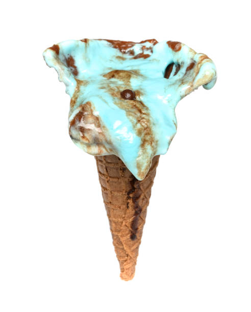 istock melting salted caramel flavor ice cream cone on a white background 1227480779