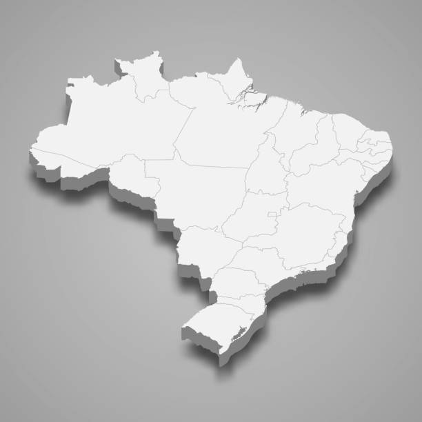 ÐÑÐ½Ð¾Ð²Ð½ÑÐµ RGB 3d map of Brazil with borders of regions brazil stock illustrations