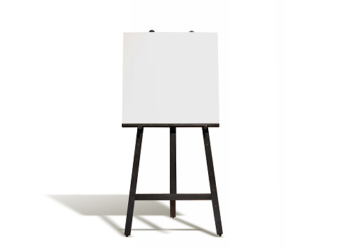 Blank canvas on easel  -clipping path-