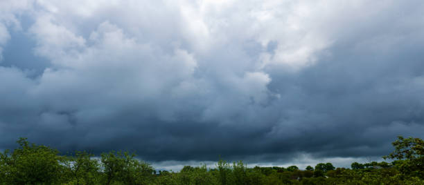 istock Panorama landscape of the sky covered with beautiful clouds. 1227484497