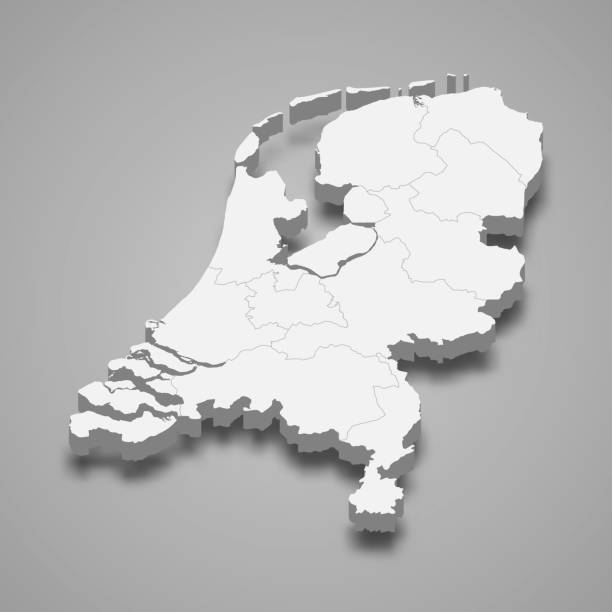 ÐÑÐ½Ð¾Ð²Ð½ÑÐµ RGB 3d map of Netherlands with borders of regions netherlands stock illustrations