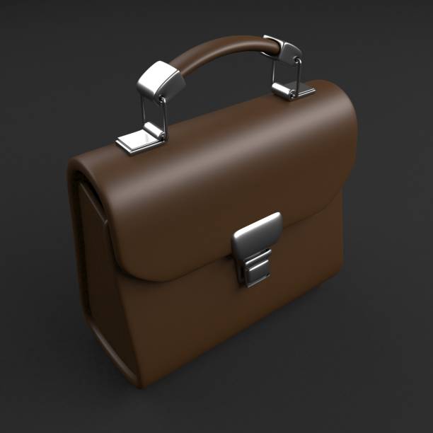 istock Brown  leather briefcase on the gray background 1227486168