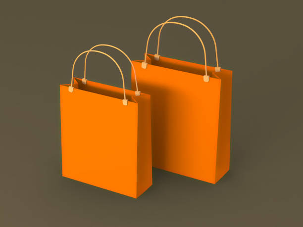 istock Empty Shopping Bags on Gray Background 1227486265