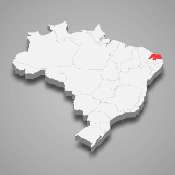 ÐÑÐ½Ð¾Ð²Ð½ÑÐµ RGB Rio Grande do Norte state location within Brazil 3d map brazil stock illustrations