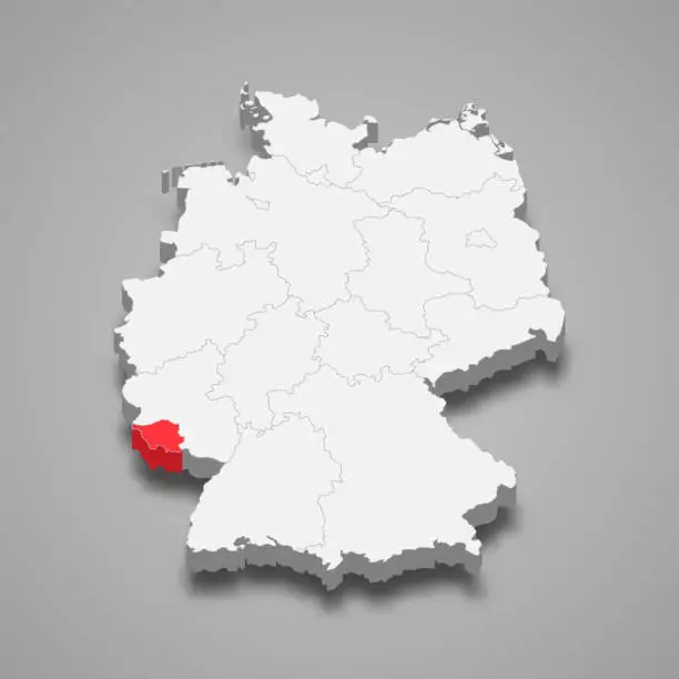 Vector illustration of state location within Germany 3d map