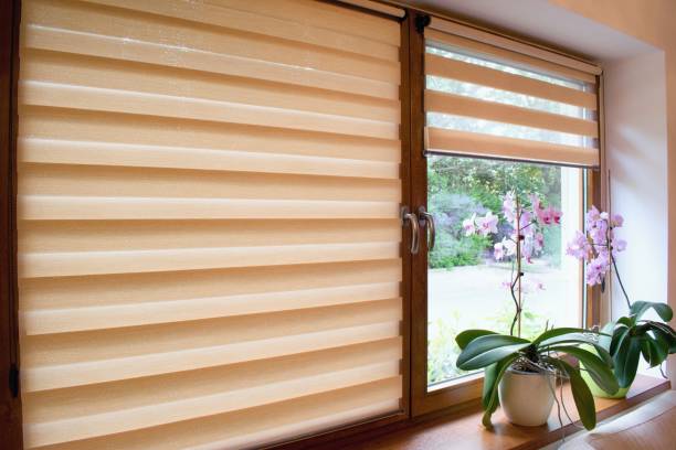 istock Window roller, duo system day and night.  Cozy home interior. 1227488742