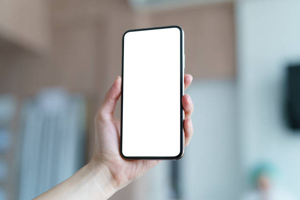 istock Woman hand showing smart phone blank screen. 1227493516