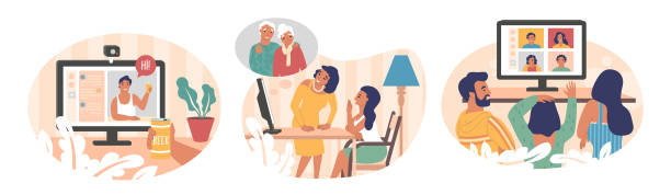 Computer Facetime Drawing 2,500+ Family Facetime Stock Illustrations, Royalty-Free Vector ...