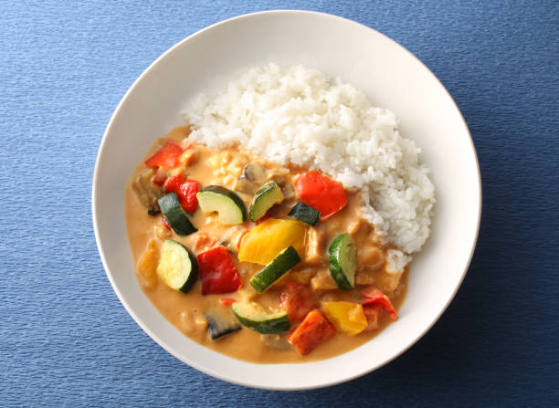 Summer curry with lots of vegetables stock photo