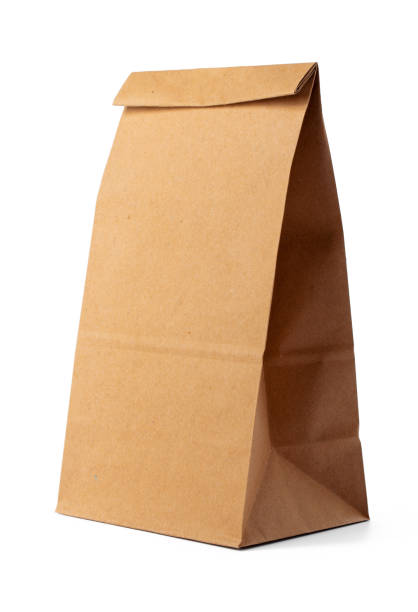 istock Brown craft paper bag packaging template on white background 1227497133