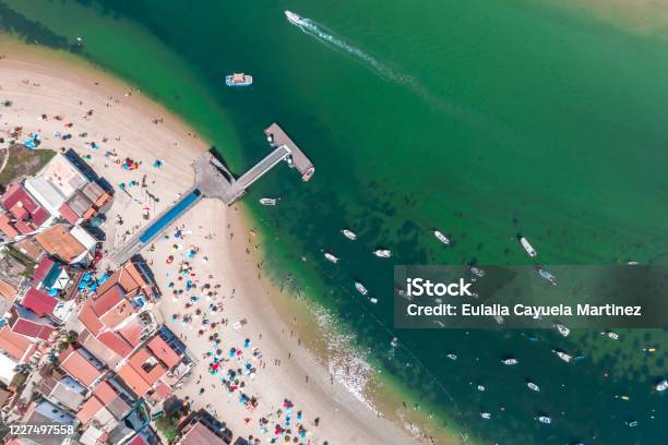 Aerial View Of Armona Island Ria Formosa Algarve Portugal Stock Photo - Download Image Now