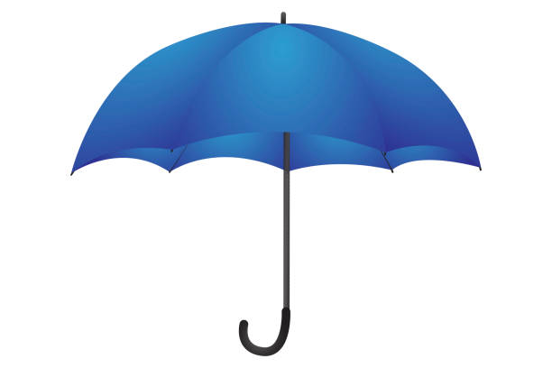 istock Blue rain umbrella isolated vector. Illustration of an open rain parasol. Stock template. 1227498216
