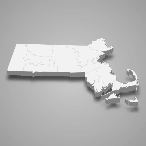 ÐÑÐ½Ð¾Ð²Ð½ÑÐµ RGB 3d map of Massachusetts is a state of United States massachusetts map stock illustrations