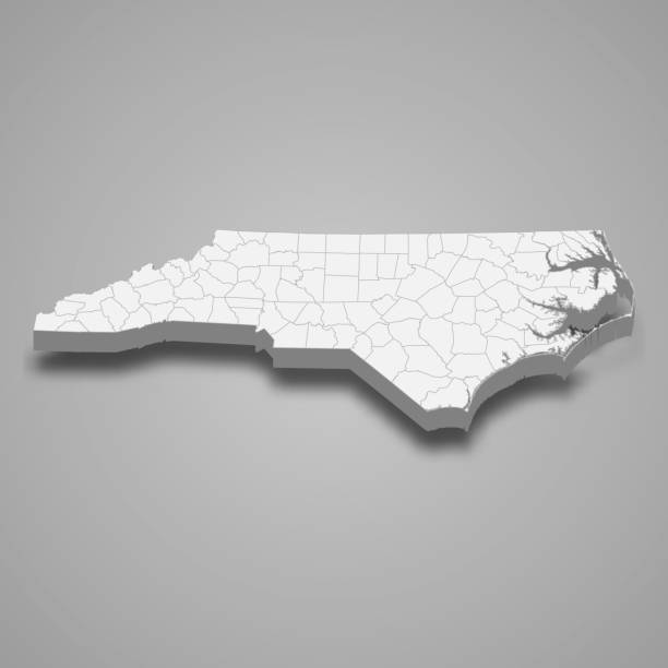 ÐÑÐ½Ð¾Ð²Ð½ÑÐµ RGB 3d map of North Carolina is a state of United States state of north carolina map stock illustrations