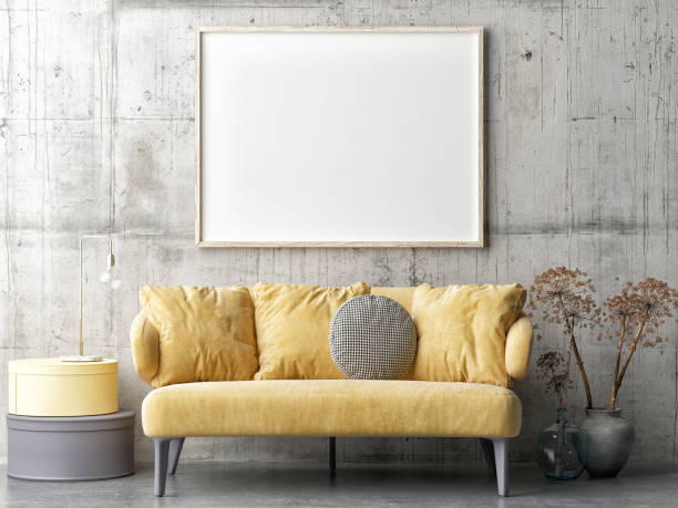 istock Mock up poster in living room Scandinavian design, Comfortable sofa, 1227499049