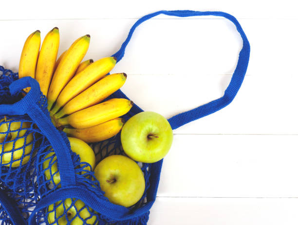 istock Package-free shopping. Eco friendly bag with fruits. Zero waste concept 1227501865