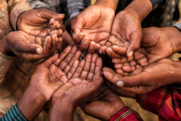 istock Hungry African children asking for help, Africa 1227503003