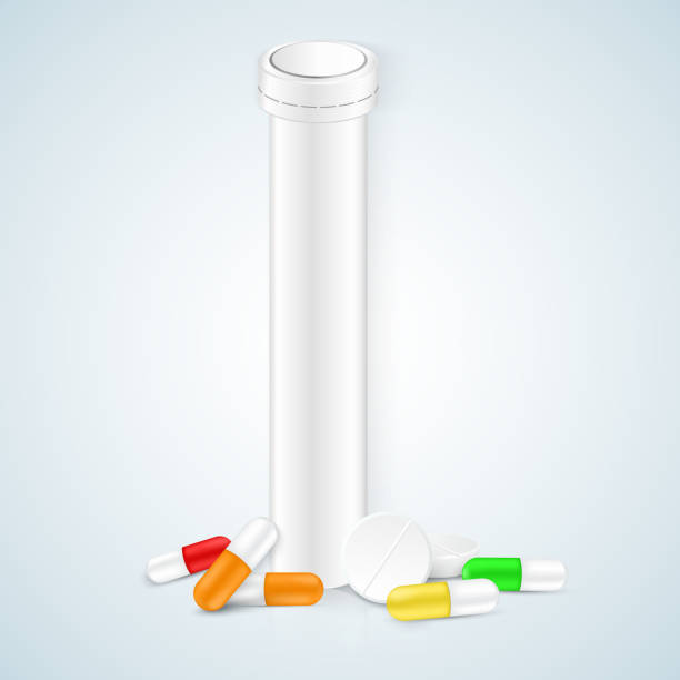 istock Set of vector realistic red and blue pills or capsules isolated on white background. Small balls pouring from an open medical capsule. Medicines, tablets, drug of painkillers, antibiotics, vitamins. 1227503399
