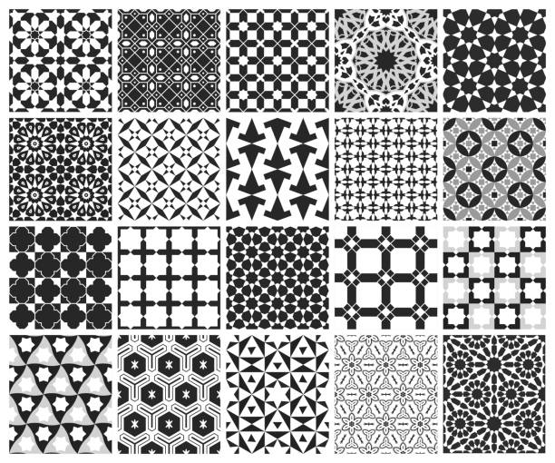 Traditional Arabic Islamic Background. Mosque decoration elements. Seamless pattern set. Traditional Arabic Islamic Background. Mosque decoration elements. Seamless pattern set. granada stock illustrations