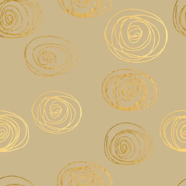 Vector illustration of Gold texture. Circles seamless pattern. Abstract gold glitter background. Vector
