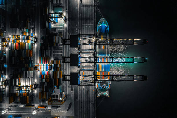 Kwai Tsing Container Terminals at night, Hong Kong