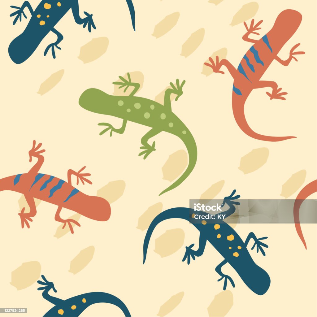 Fun Gecko Patterns Colorful Gecko Seamless Pattern Vector Illustration Stock Illustration ...