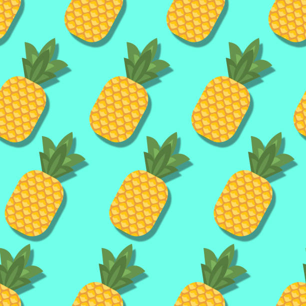 パイナップルは、ターコイズの背景にシームレスなパターン。 - pineapple milkshake点のイラスト素材／クリップアート素材／マンガ素材／アイコン素材