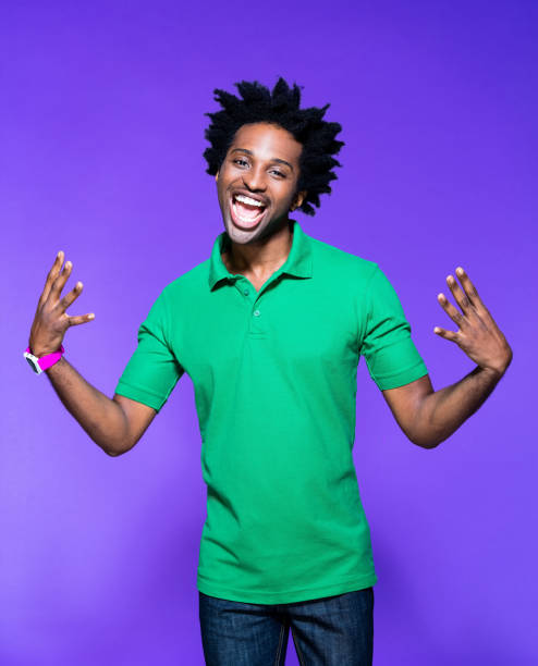 istock Colored portrait of excited young man 1227543612