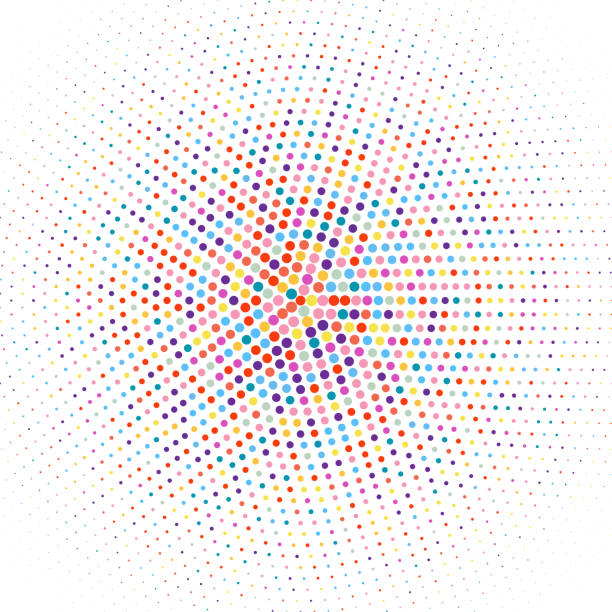 abstrakter mehrfarbig gepunkteter hintergrund - connect the dots polka dot spotted backgrounds stock-grafiken, -clipart, -cartoons und -symbole
