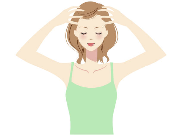 kobiety piękno - head massage stock illustrations