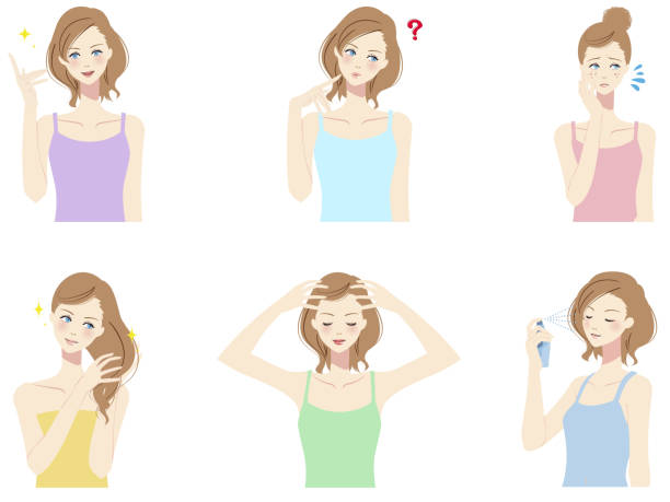 stockillustraties, clipart, cartoons en iconen met de schoonheid van de vrouw - gezichtsmassage