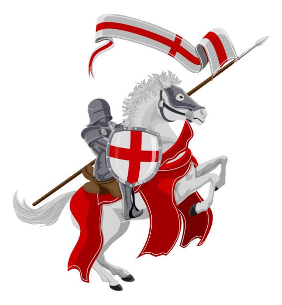 illustrations, cliparts, dessins animés et icônes de saint-georges patron d’angleterre - english flag st george flag flying