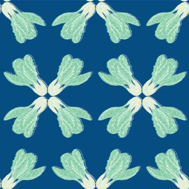 Vector illustration of Hand Drawn Bok Choy Seamless Pattern