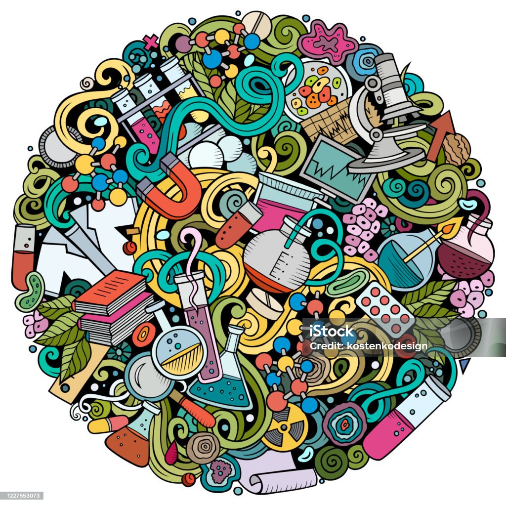 Science Circle Design Science Hand Drawn Vector Doodles Illustration Poster Design Stock ...