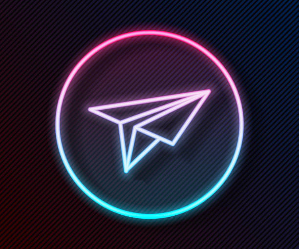 istock Glowing neon line Paper plane icon isolated on black background. Paper airplane icon. Messenger concept. Vector Illustration 1227556022