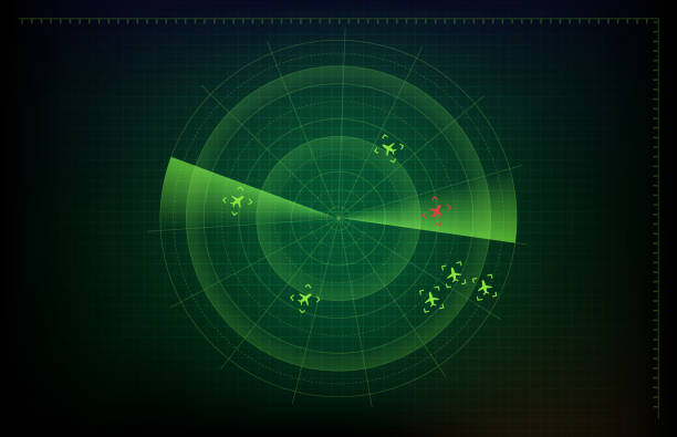 istock abstract background of futuristic technology screen scan flight radar airplane route path and red plane intruder 1227556556