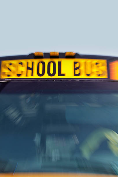 istock Yellow school bus in motion 122755755