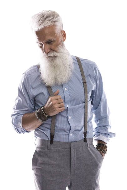 istock Handsome aged male model posing  on white background 1227560831