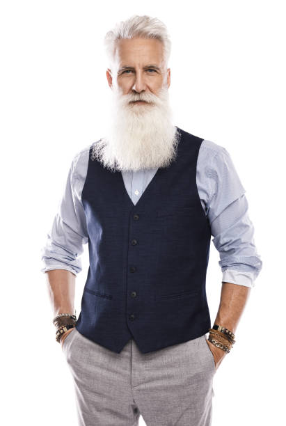 istock Handsome aged male model posing  on white background 1227560887
