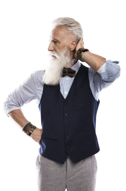 istock Handsome aged male model posing  on white background 1227560912